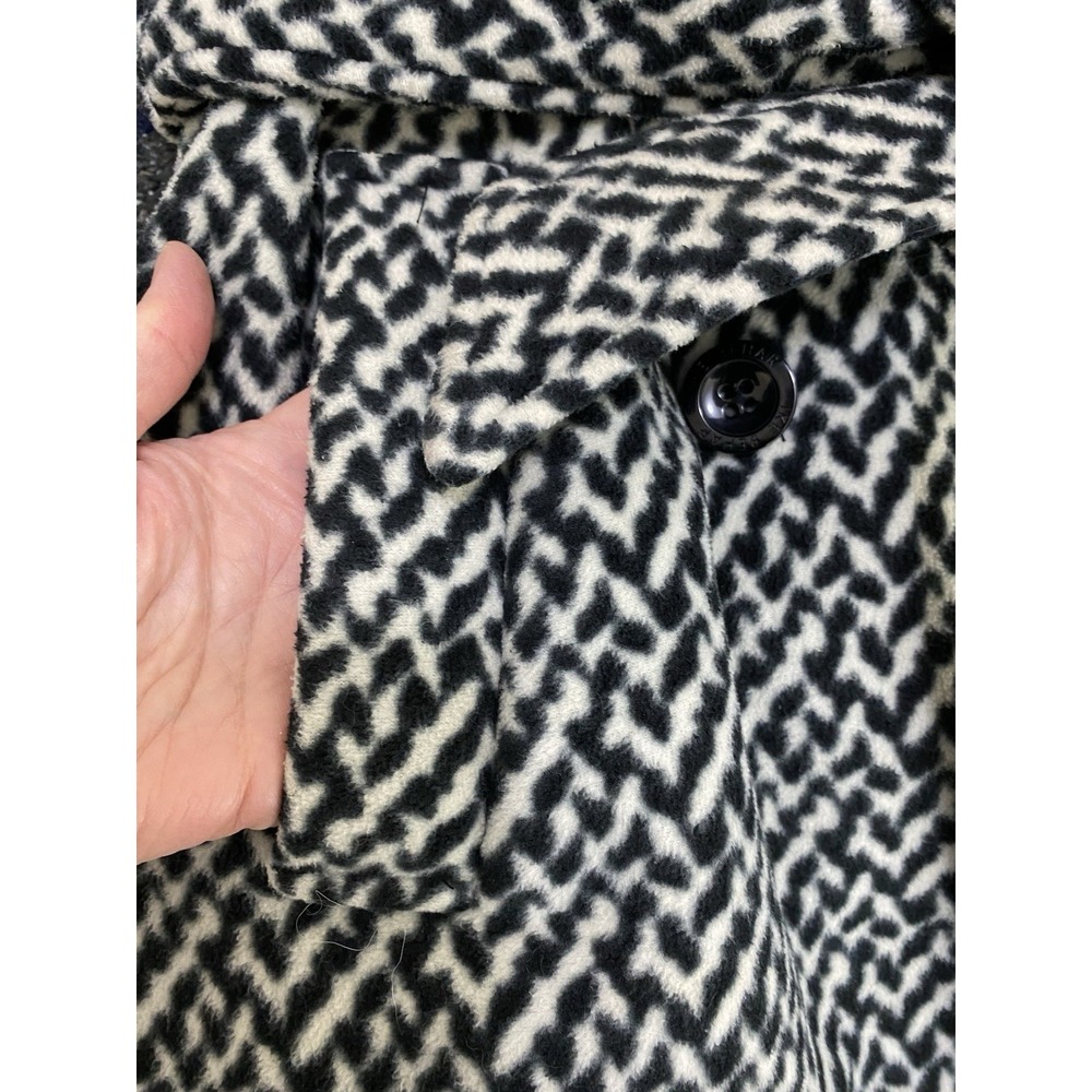 Ike Behar Women's M Black White Soft Double Breasted Trench Coat - Picture 5 of 7